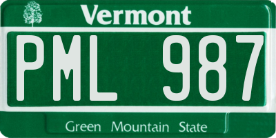 VT license plate PML987