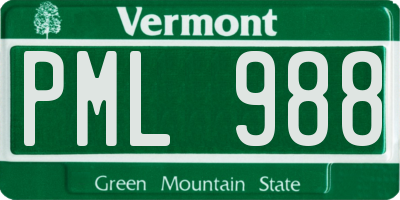 VT license plate PML988
