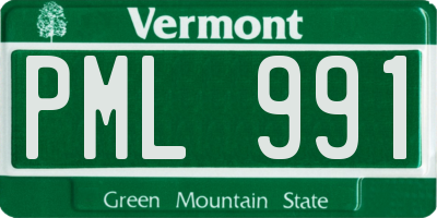 VT license plate PML991