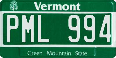 VT license plate PML994