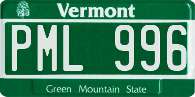 VT license plate PML996