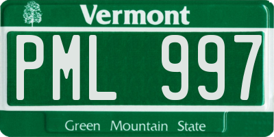 VT license plate PML997