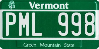 VT license plate PML998