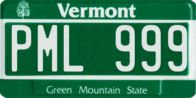 VT license plate PML999
