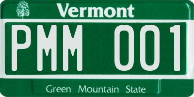 VT license plate PMM001