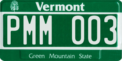 VT license plate PMM003