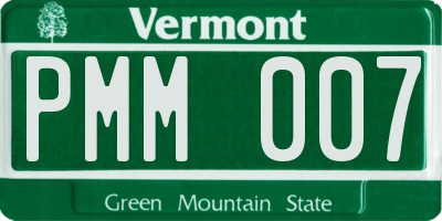 VT license plate PMM007