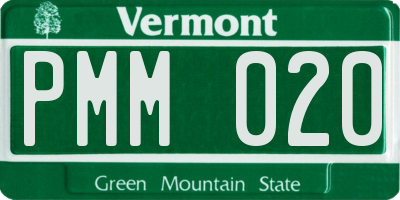 VT license plate PMM020