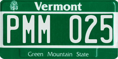 VT license plate PMM025