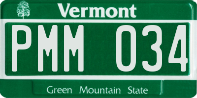 VT license plate PMM034