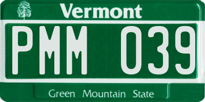 VT license plate PMM039