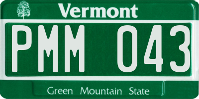 VT license plate PMM043