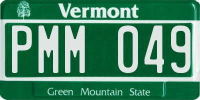 VT license plate PMM049