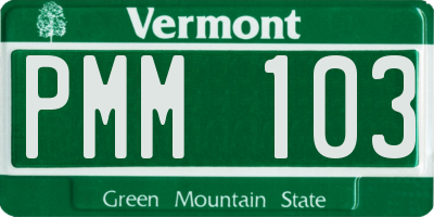 VT license plate PMM103