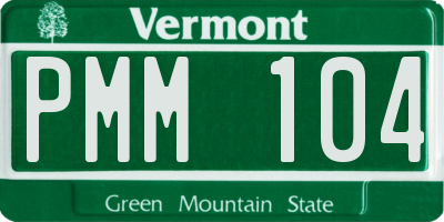 VT license plate PMM104