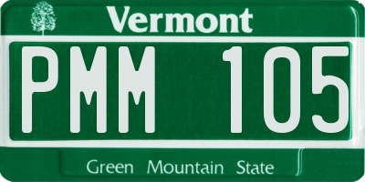 VT license plate PMM105