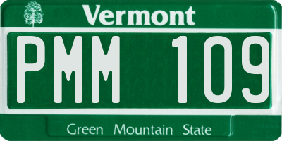 VT license plate PMM109