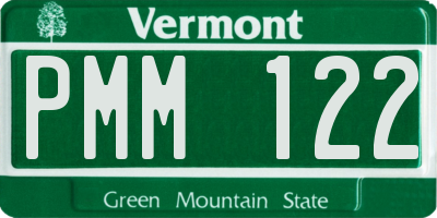 VT license plate PMM122