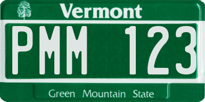 VT license plate PMM123