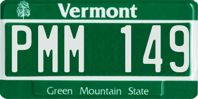 VT license plate PMM149