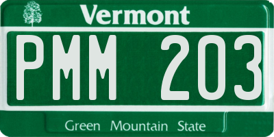 VT license plate PMM203