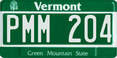 VT license plate PMM204