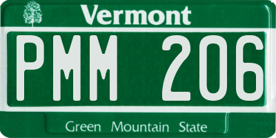 VT license plate PMM206