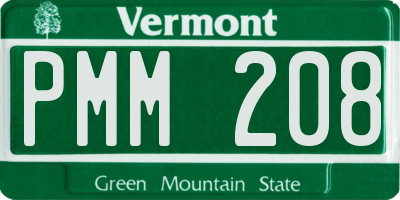 VT license plate PMM208