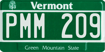 VT license plate PMM209