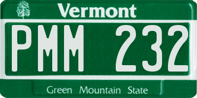VT license plate PMM232