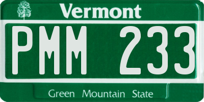 VT license plate PMM233