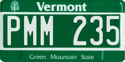 VT license plate PMM235