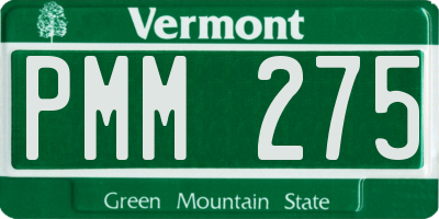 VT license plate PMM275