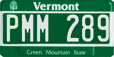 VT license plate PMM289