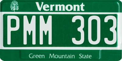 VT license plate PMM303