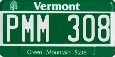 VT license plate PMM308