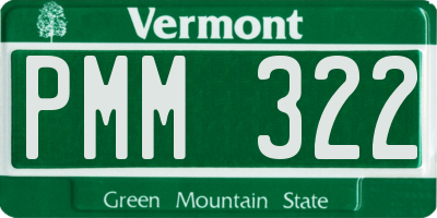 VT license plate PMM322