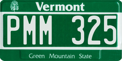 VT license plate PMM325
