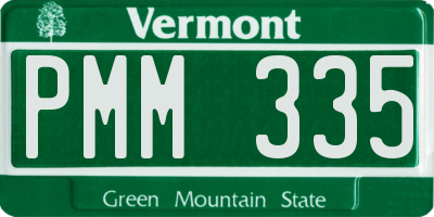VT license plate PMM335