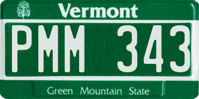 VT license plate PMM343