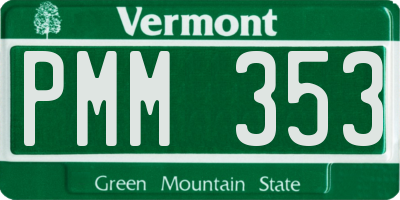 VT license plate PMM353