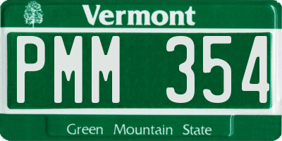 VT license plate PMM354