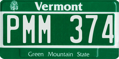VT license plate PMM374