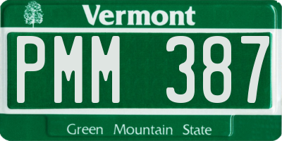 VT license plate PMM387