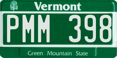 VT license plate PMM398