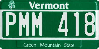 VT license plate PMM418