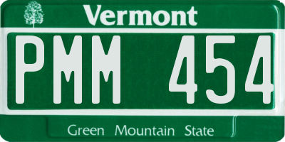 VT license plate PMM454