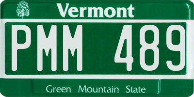 VT license plate PMM489