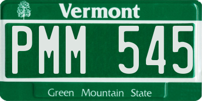 VT license plate PMM545