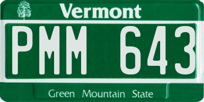 VT license plate PMM643